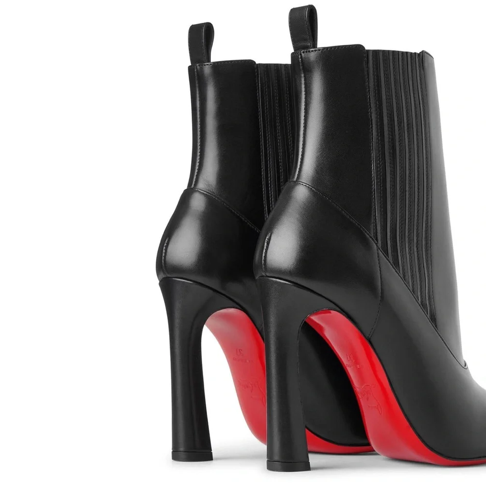 Christian Louboutin Black Heeled Boots with Red Soles - Picture 1 of 13